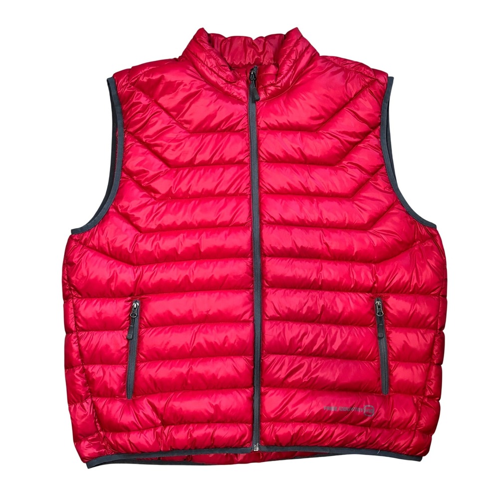 Free Country Mens Red 2XL Puffer Down VestFi Quilted Outdoor Layering Gorpcore